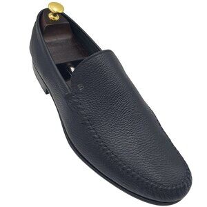 Bally Switzerland Callan Men's size 12 Black Pebble Leather Loafer Dress Shoes